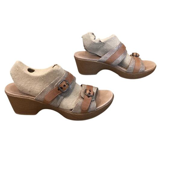 Dansko Jessie Sand Beige Lizard Slides Wedge Sandal EU 41 US 10.5 11 Neutral Tan - Picture 4 of 10